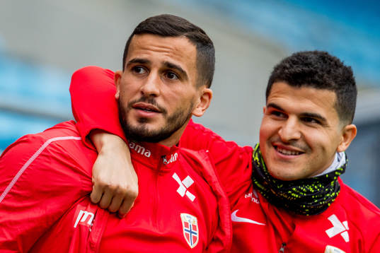 Omar Elabdellaoui and Tarik Elyounoussi of Norway