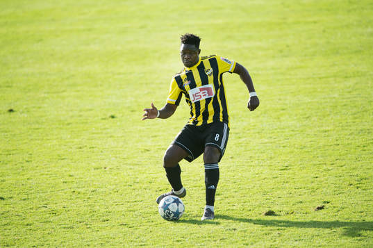 IFK Hässleholms Patrick Osiako  i matchen i division 2 mellan IFK Hässleholm och Råslätt i Hässleholm 12 oktober 2019.  
