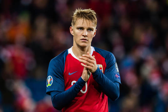 Martin Ødegaard of Norway celebrates