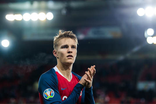 Martin Ødegaard of Norway celebrates