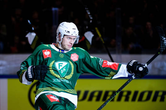 Victor Ejdsell of Färjestad celebrates