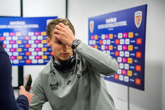 Stefan Johansen of Norway in the mixed zone