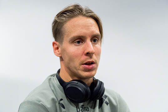Stefan Johansen of Norway in the mixed zone