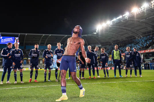 Djurgårdens Mohamed Buya Turay jublar