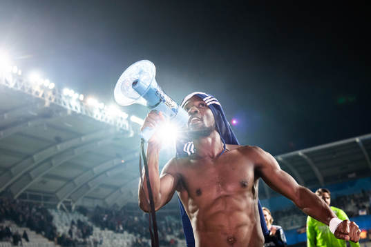 Djurgårdens Mohamed Buya Turay jublar
