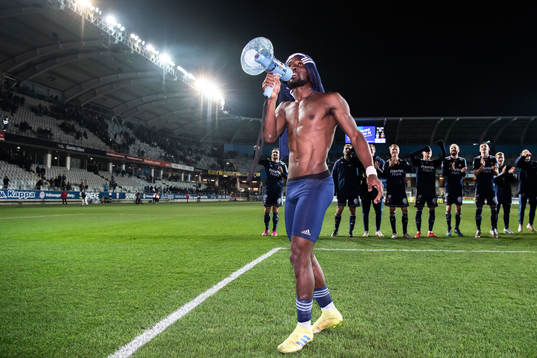 Djurgårdens Mohamed Buya Turay jublar
