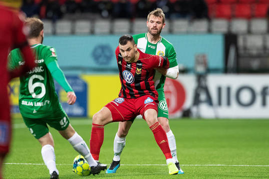 Östersunds Dino Islamovic och Hammarbys Mads Fenger Nielsen