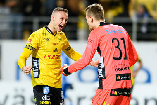 Elfsborgs Stian Rode Gregersen och målvakt Tim Rönning