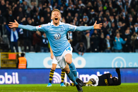 Malmö FFs Anders Christiansen jublar efter 1-0