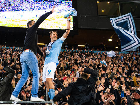 Malmö FFs Markus Rosenberg jublar med fnasen
