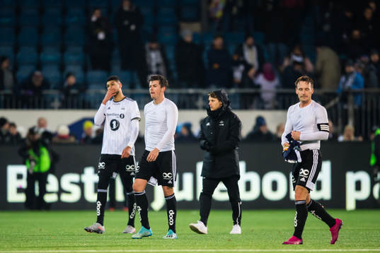 Bjørn Maars Johnsen, Pål Andre Helland and Mike Lindemann Jensen of Rosenborg looks dejected