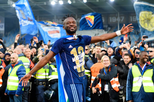 Djurgårdens Mohamed Buya Turay jublar