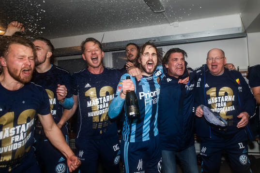 Djurgårdens Elliot Käck, Kevin Walker och sportchef Bosse