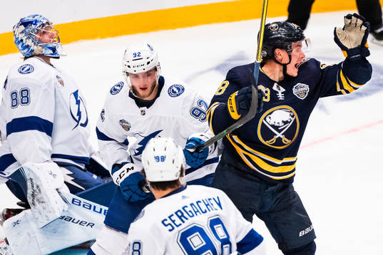 of Buffalo Sabres Victor Olofsson celebrates