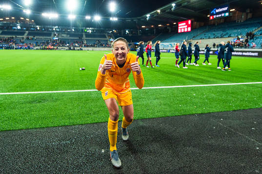 Goalkeeper Cecilie Fiskerstrand of Norway celebrates