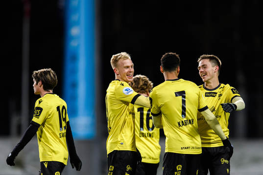 Martin Ramsland of Start celebrates the 0-2 goal