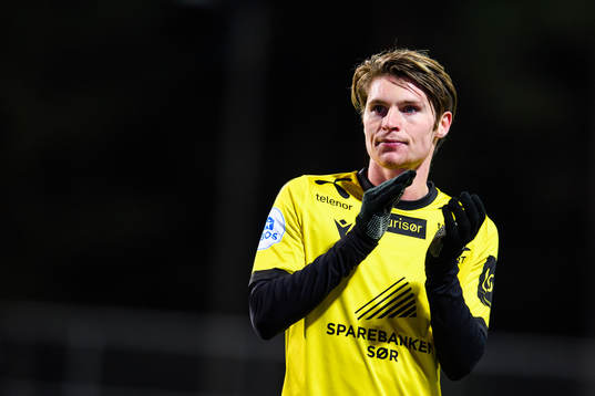 Kasper Skaanes of Start celebrates