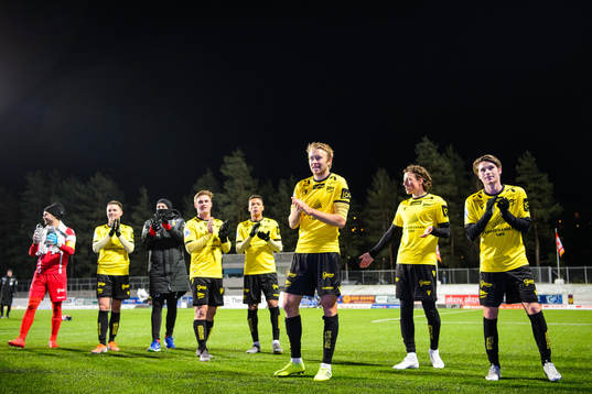 Henrik Robstad of Start celebrates