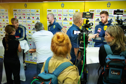 Filip Helander, Marcus Danielson and Pontus Jansson of the