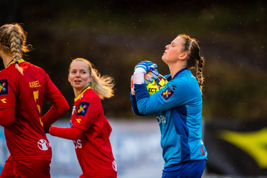 Goalkeeper Kirvil Odden Sundsfjord of Røa after saving a penalty kick