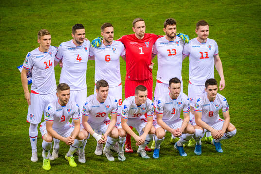 Starting eleven of Faroe Islands, top row from the left