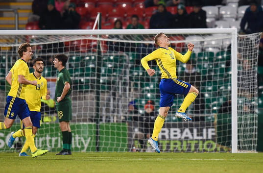 19 November 2019; Viktor Gyokeres of Sweden celebrates