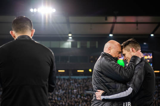 Markus Rosenberg and Uwe Rösler, head coach of Malmö FF