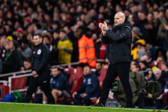 Fredrik Ljungberg, interim manager of Arsenal, celebrates