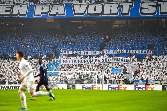 Fans of FC Köpenhamn with a banner