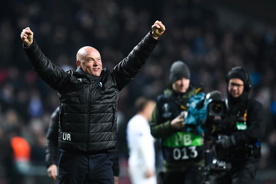 Uwe Rösler, head coach of Malmö FF celebrates