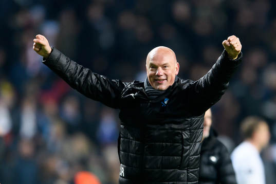 Uwe Rösler, head coach of Malmö FF celebrates