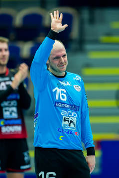 HK Malmös målvakt Oscar Jensen jublar