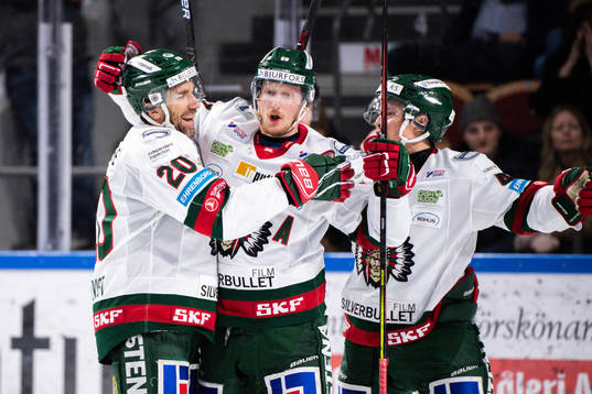 Frölundas Joel Lundqvist, Simon Hjalmarsson och Rhett