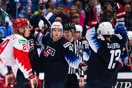 Cam York of USA celebrates the 0-1 goal by Arthur Kaliyev,