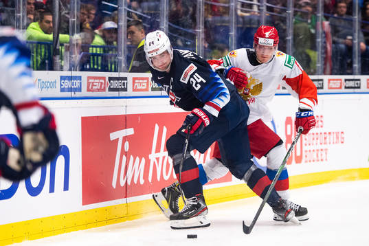 Mattias Samuelsson of USA and Ivan Morozov of Russia