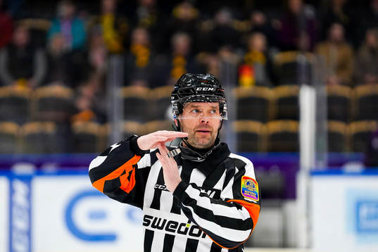 Domare Patrik Sjöberg visar timeout