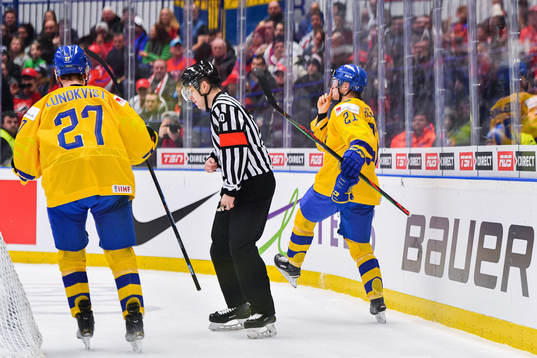 Nils Höglander of Sweden celebrates