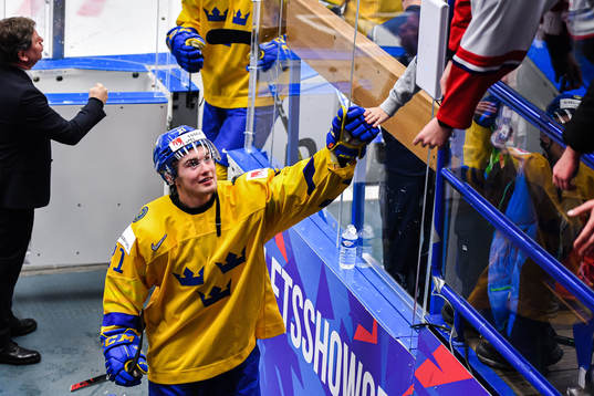 Nils Höglander of Sweden celebrate