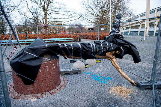 The statue of Zlatan Ibrahimovic has been vandalized,