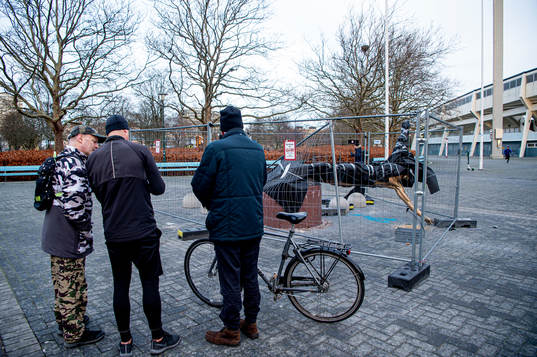 The statue of Zlatan Ibrahimovic has been vandalized,