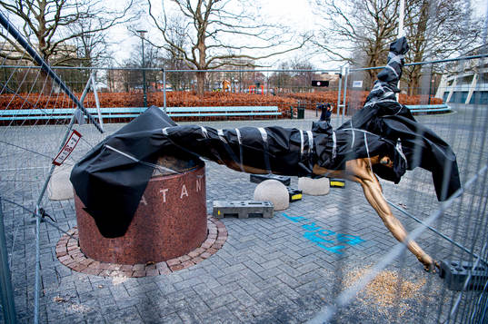 The statue of Zlatan Ibrahimovic has been vandalized,
