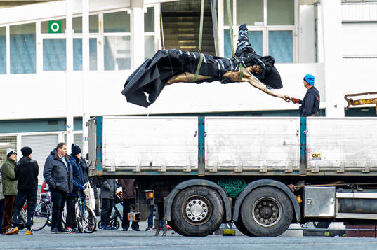 The statue of Zlatan Ibrahimovic has been vandalized,