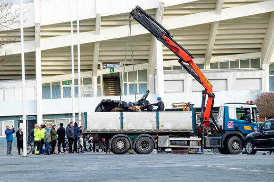 The statue of Zlatan Ibrahimovic has been vandalized,