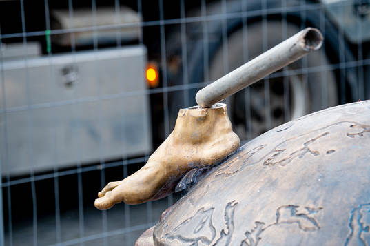 The statue of Zlatan Ibrahimovic has been vandalized,