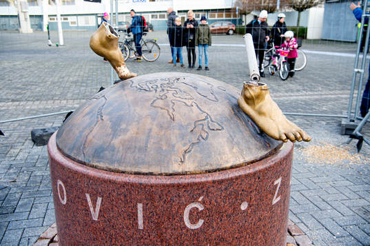 The statue of Zlatan Ibrahimovic has been vandalized,