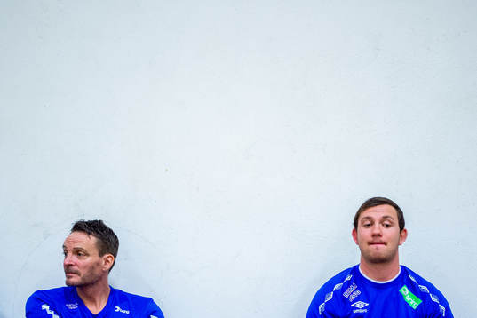 Christian Berge, head coach of Norway, and Sander Sagosen