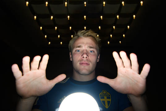 Goalkeeper Isak Andersson poses for a picture
