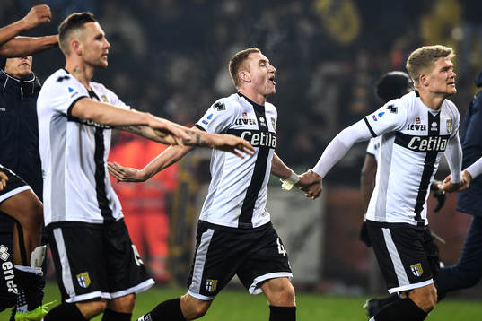 Dejan Kulusevski of Parma celebrates