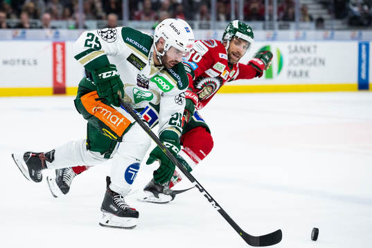 Färjestads Martin Johansson och Frölundas Joel Lundqvist