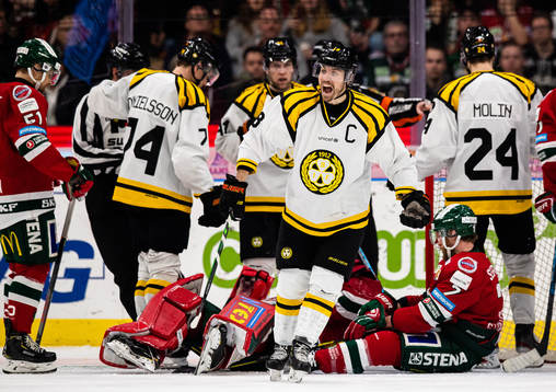 Brynäs Anton Rödin reagerar på ett domslut